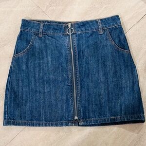 Denim Skirt With Front Zipper